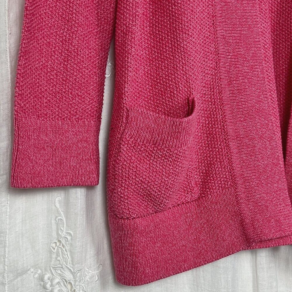 Appleseed's Raspberry Pink/White Heather Knit Open Cardigan - Picture 4 of 11